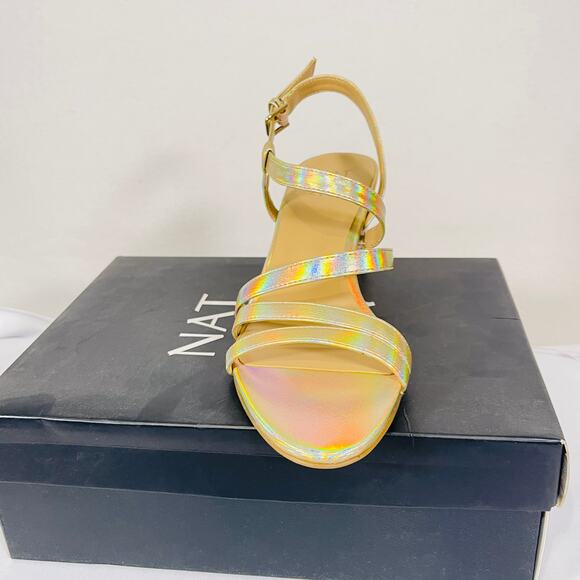 Naturalizer Heeled Sandals Womens 8.5 Gold Metallic Slingback Block Heel NWT - Picture 7 of 12